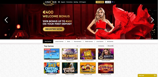 unique casino homepage