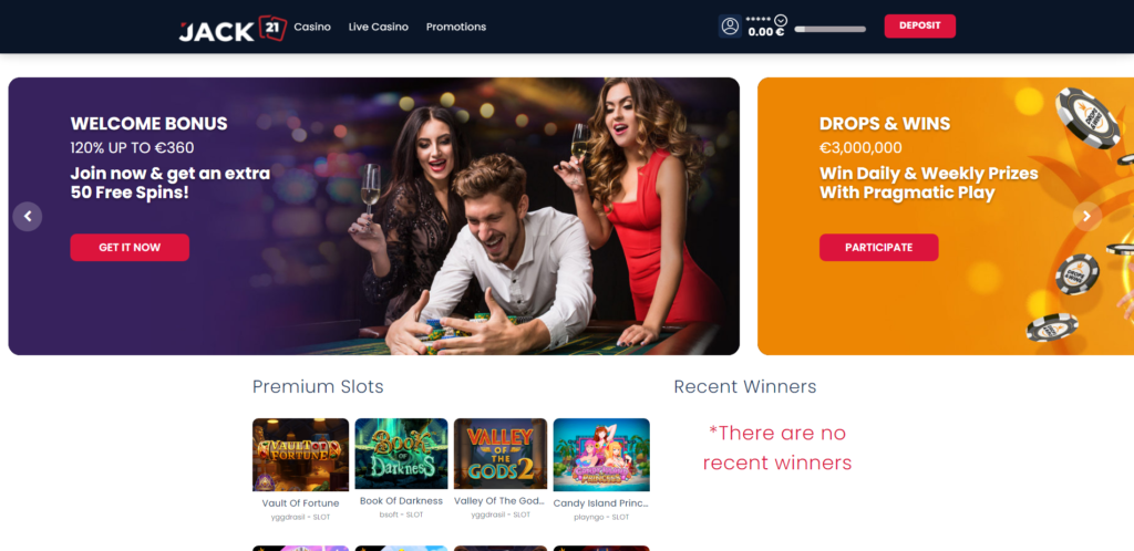 jack21 casino homepage